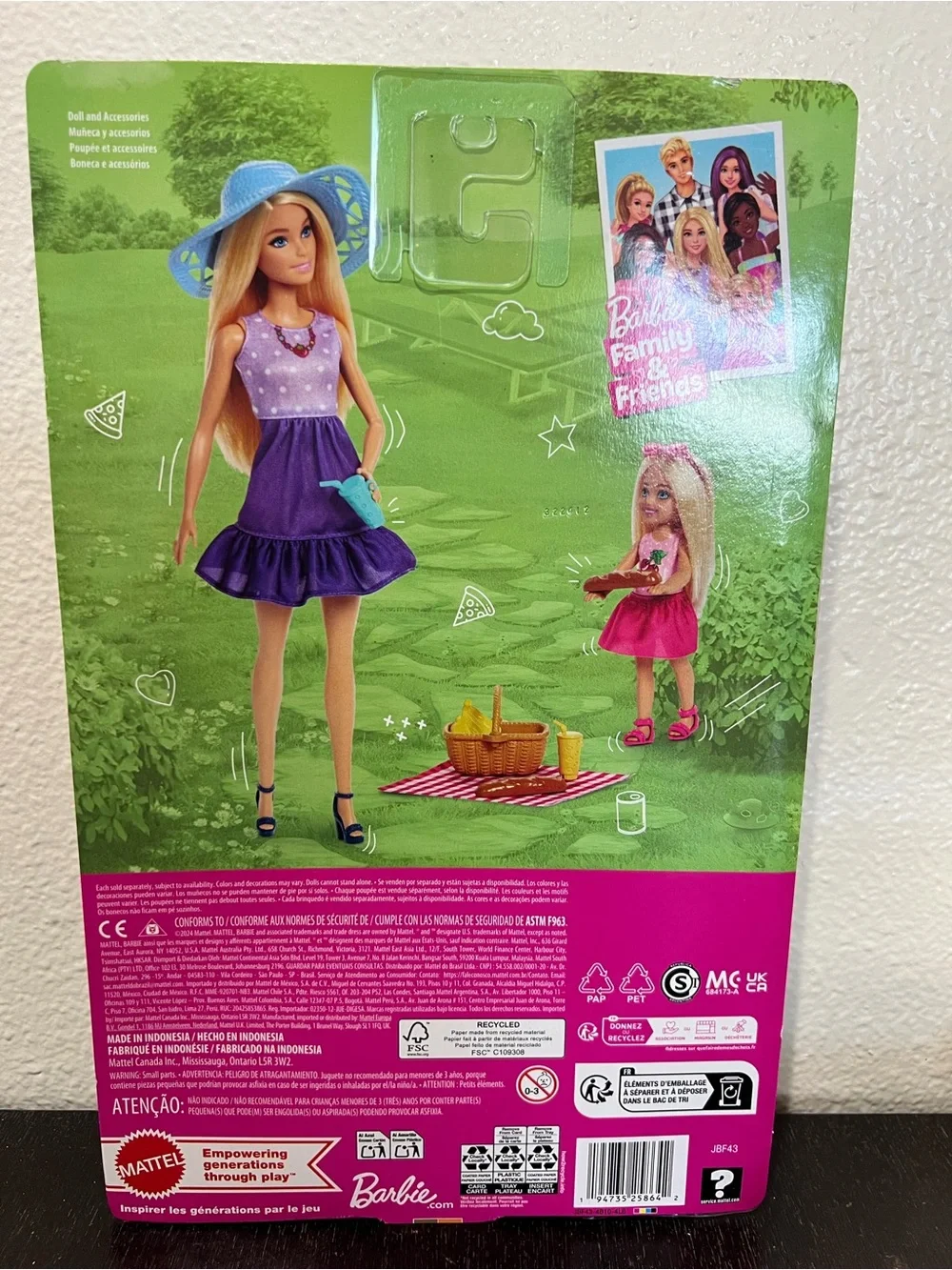 Barbie Club Chelsea Doll with Pink Outfit and Blue Sunhat